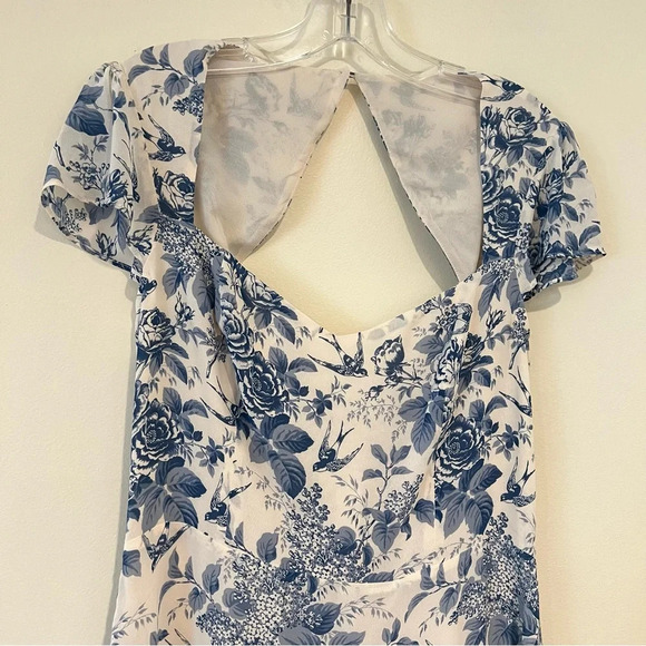 Reformation Rosi Sweetheart Cap Sleeve Formal Midi Dress Pompadour Blue 10 NWT - Picture 4 of 10